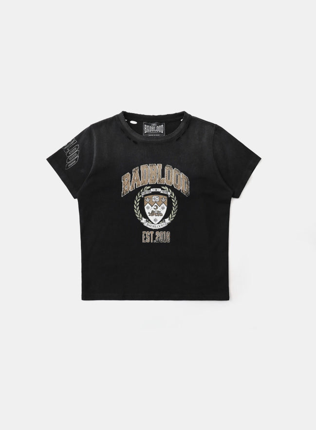 bad blood - Workshop Print Distressed T-Shirt (Black)