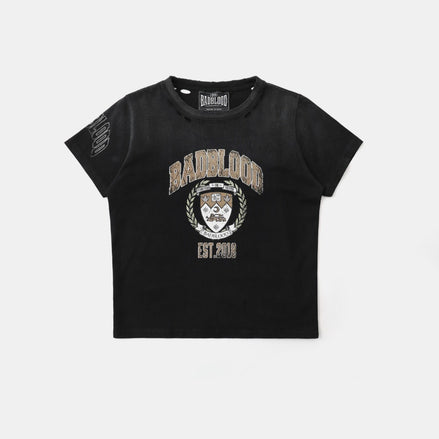 bad blood - Workshop Print Distressed T-Shirt (Black)