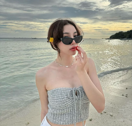 TH MIXED KNIT TOP (GREY)