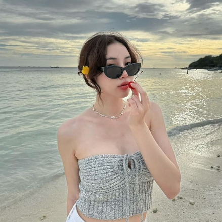 TH MIXED KNIT TOP (GREY)