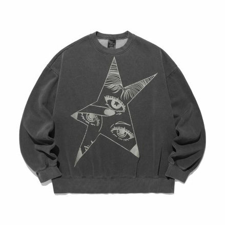niceghostclub - Star eyes pigment sweatshirt (charcoal)