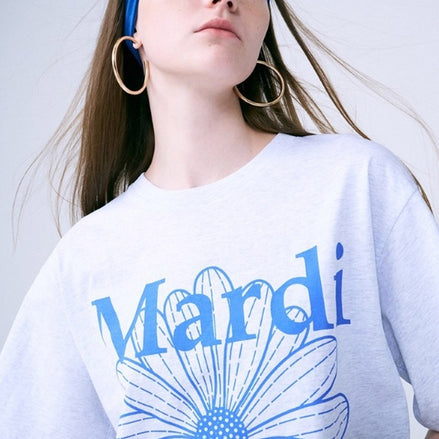 MARDI MERCREDI - TSHIRT FLOWERMARDI｜HEATHER BLUE