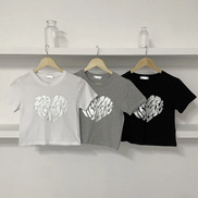(現貨) KR Y2K 銀色心心 CROP TEE 3 COLORS
