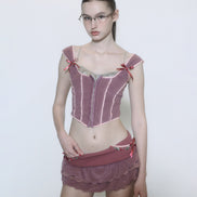 SCULPTOR - Rosy Terry Corset Top (Purple)