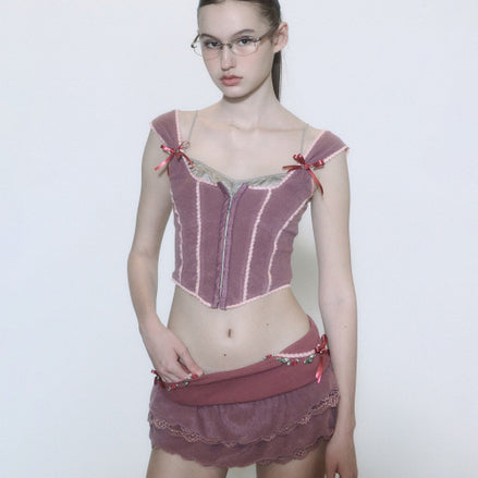 SCULPTOR - Rosy Terry Corset Top (Purple)
