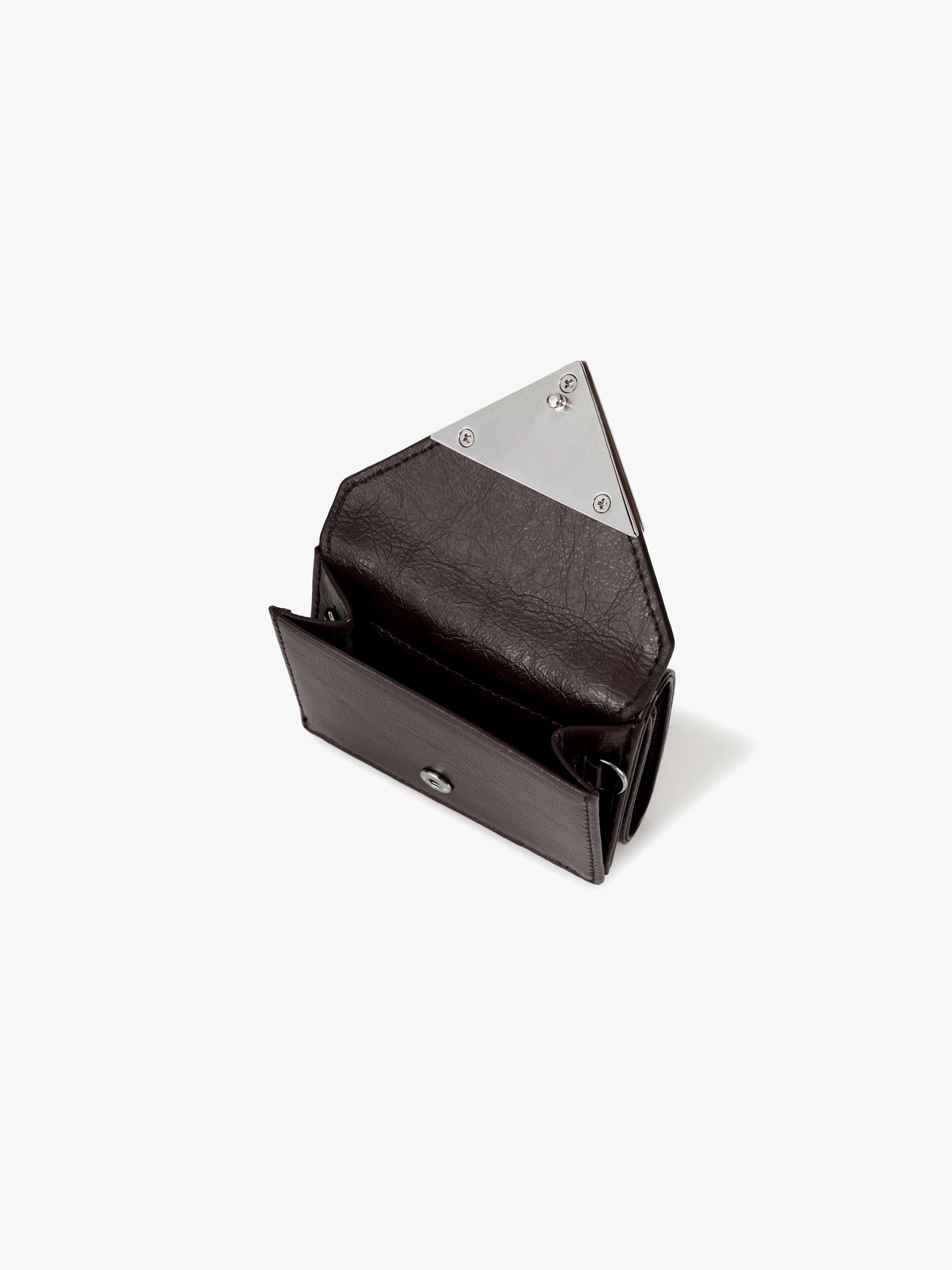 CRINKLE TRIANGLE TRIPLE WALLET (ESPRESSO)