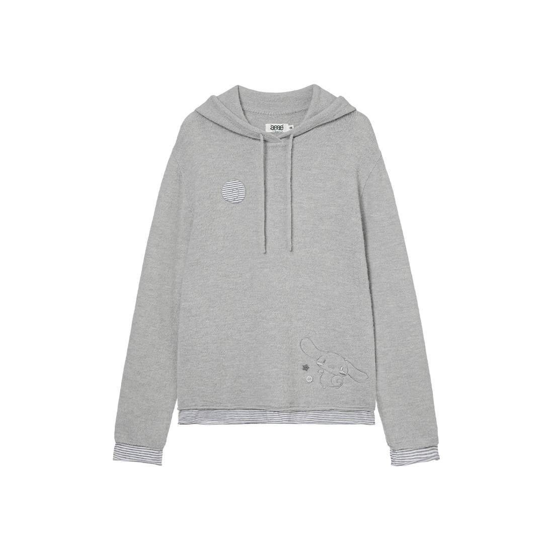 aeae x cinnamoroll - Layered Sleeve Hoodie (Light Grey)