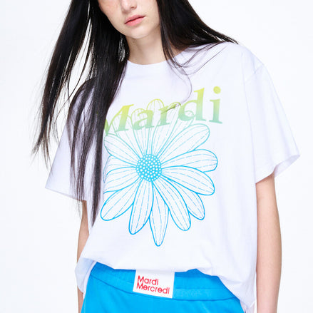 MARDI MERCREDI - TSHIRT FLOWERMARDI GRADATION｜WHITE LIME