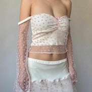 TH HEART RIBBON LACE TOP