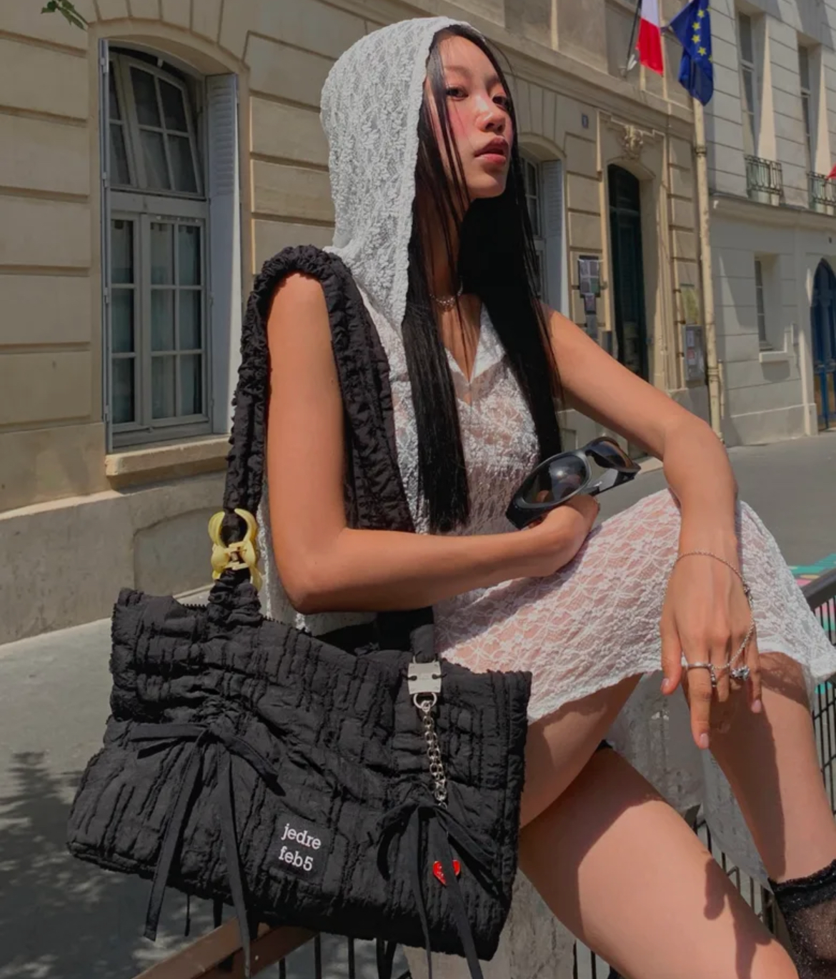 JEDREFEB5 - Puffer Butterfly shoulder bag (Black)
