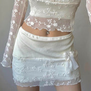 TH FLOWER RIBBON LACE SKIRT