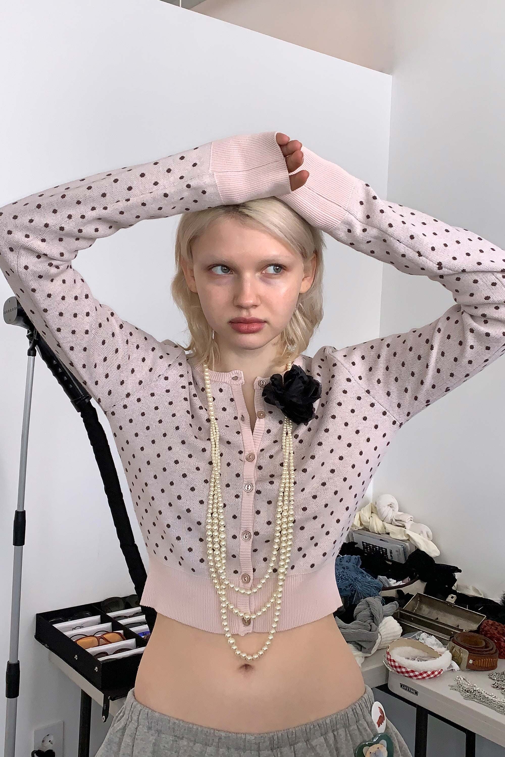(REI同款) sculptor - Polka Dot Cardigan Baby (Pink/Brown)