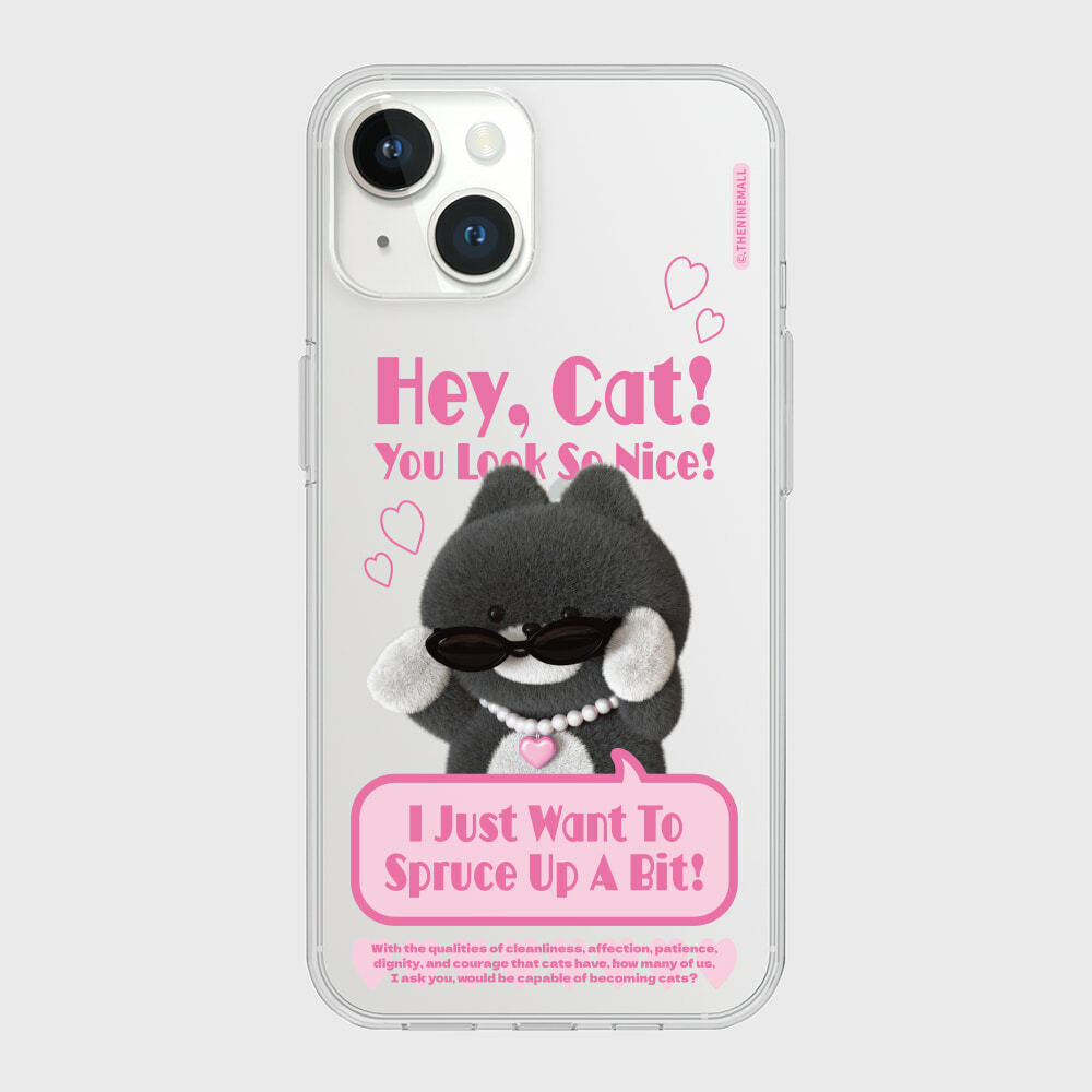 THE NINE MALL - heart pendant hey cat 透明軟殼