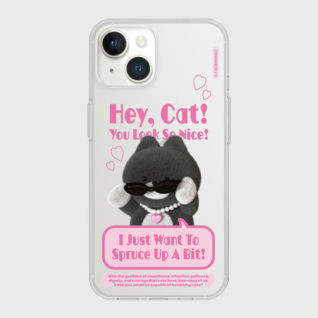 THE NINE MALL - heart pendant hey cat 透明軟殼