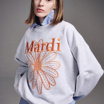 MARDI MERCREDI -  SWEATSHIRT FLOWERMARDI NEEDLEWORK (HEATHER ORANGE)