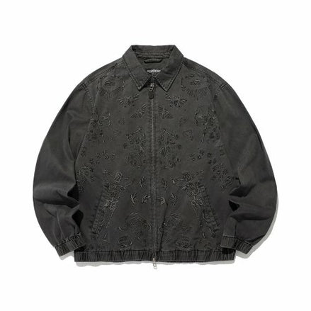 NICE GHOST CLUB -  TATTOO HARRINGTON DYED JACKET (BLACK)