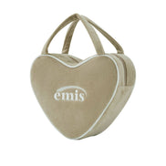 EMIS - VELOUR HEART TOTE BAG-BEIGE
