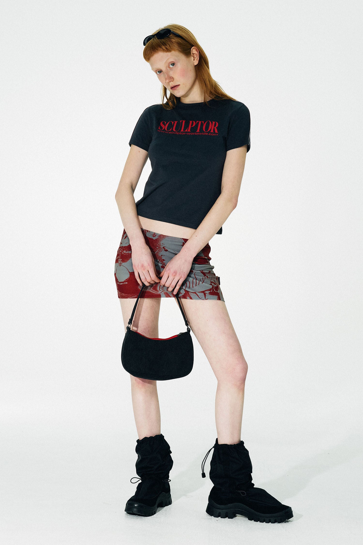 (現貨) SCULPTOR - Classic Logo Piping Crop Top (Charcoal)