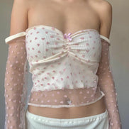 TH HEART RIBBON LACE TOP