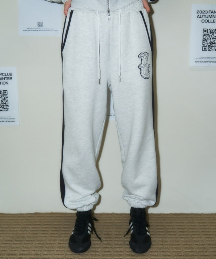 (現貨) Nasty Fancy Club - NEEDLEWORK TWO-TONE TRAINING PANTS (MELANGE GRAY)