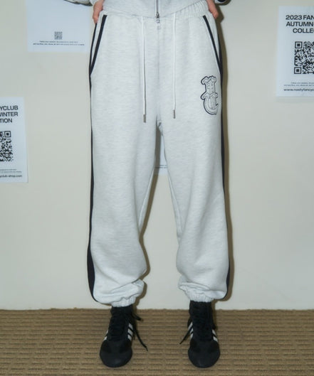 (現貨) Nasty Fancy Club - NEEDLEWORK TWO-TONE TRAINING PANTS (MELANGE GRAY)