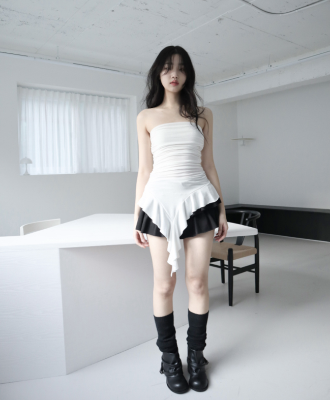 KR RUFFLE TOP TUBE (2 COLORS)