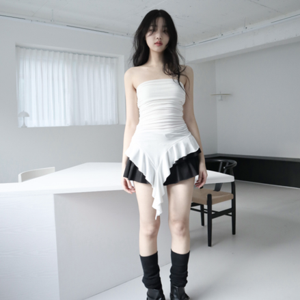 KR RUFFLE TOP TUBE (2 COLORS)