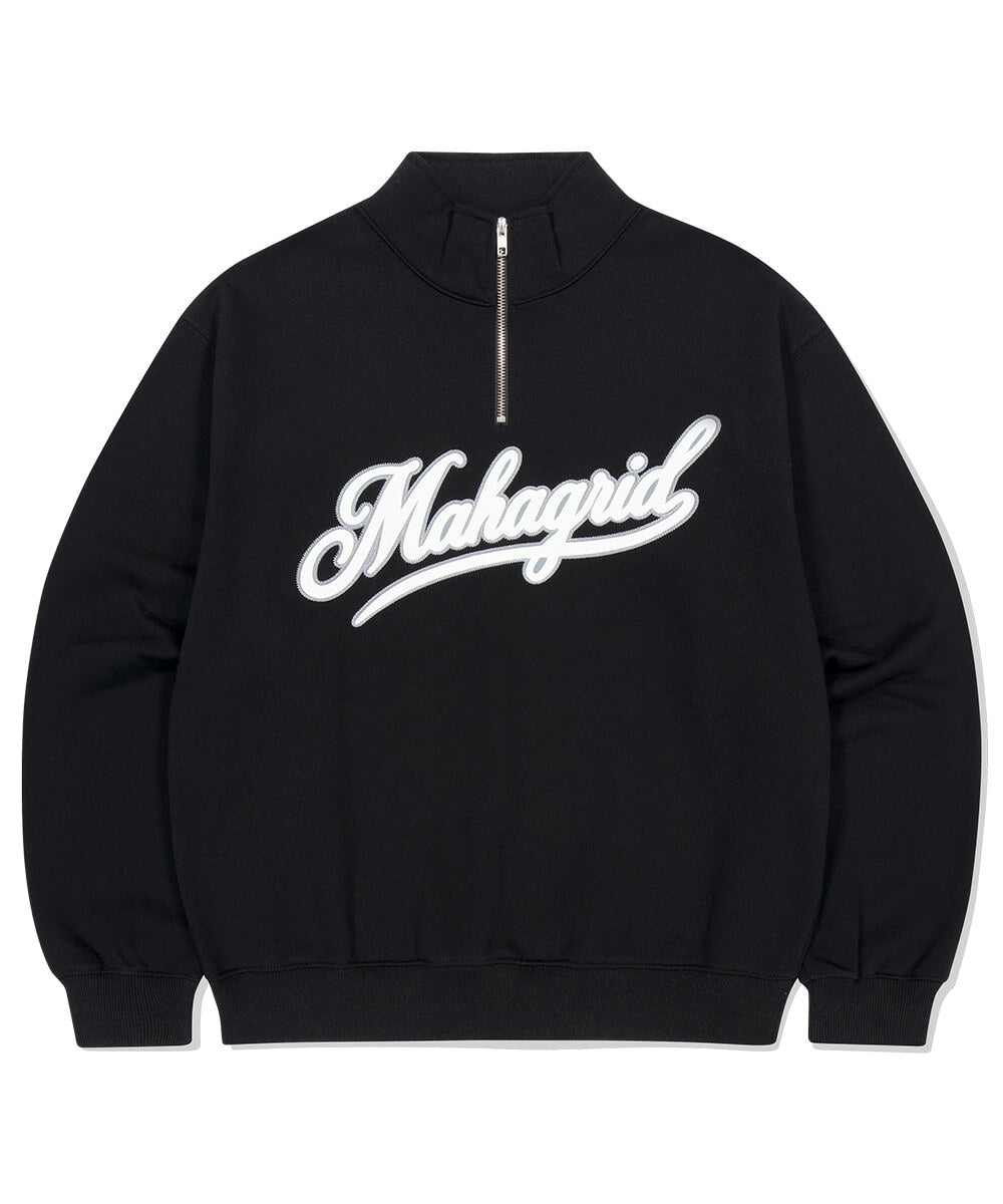 mahagrid - SCRIPT LOGO HALF ZIP UP (BLACK)