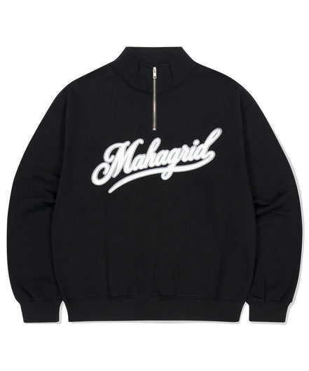 mahagrid - SCRIPT LOGO HALF ZIP UP (BLACK)