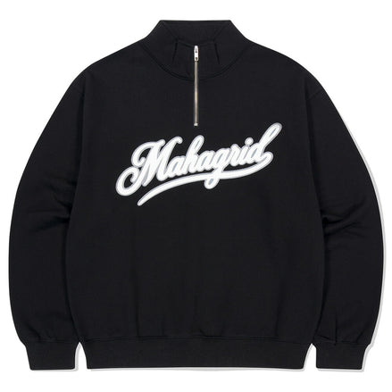 mahagrid - SCRIPT LOGO HALF ZIP UP (BLACK)