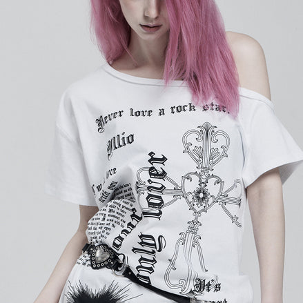 illio - LOVER ONE SHOULDER T-SHIRTS (WHITE)