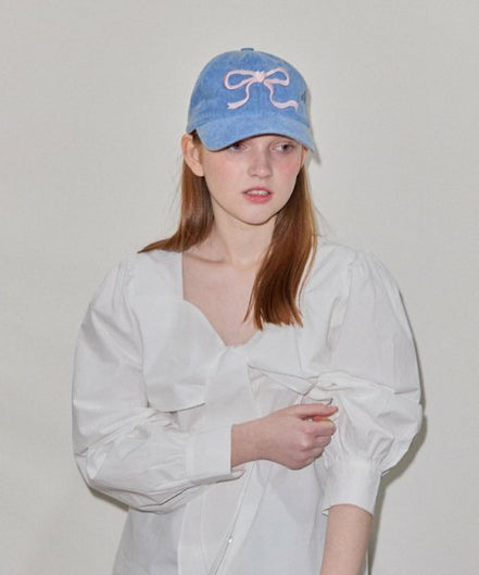 ronron - HEART RIBBON BALL CAP (BLUE)