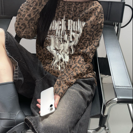 KR LEOPARD KNIT TOP