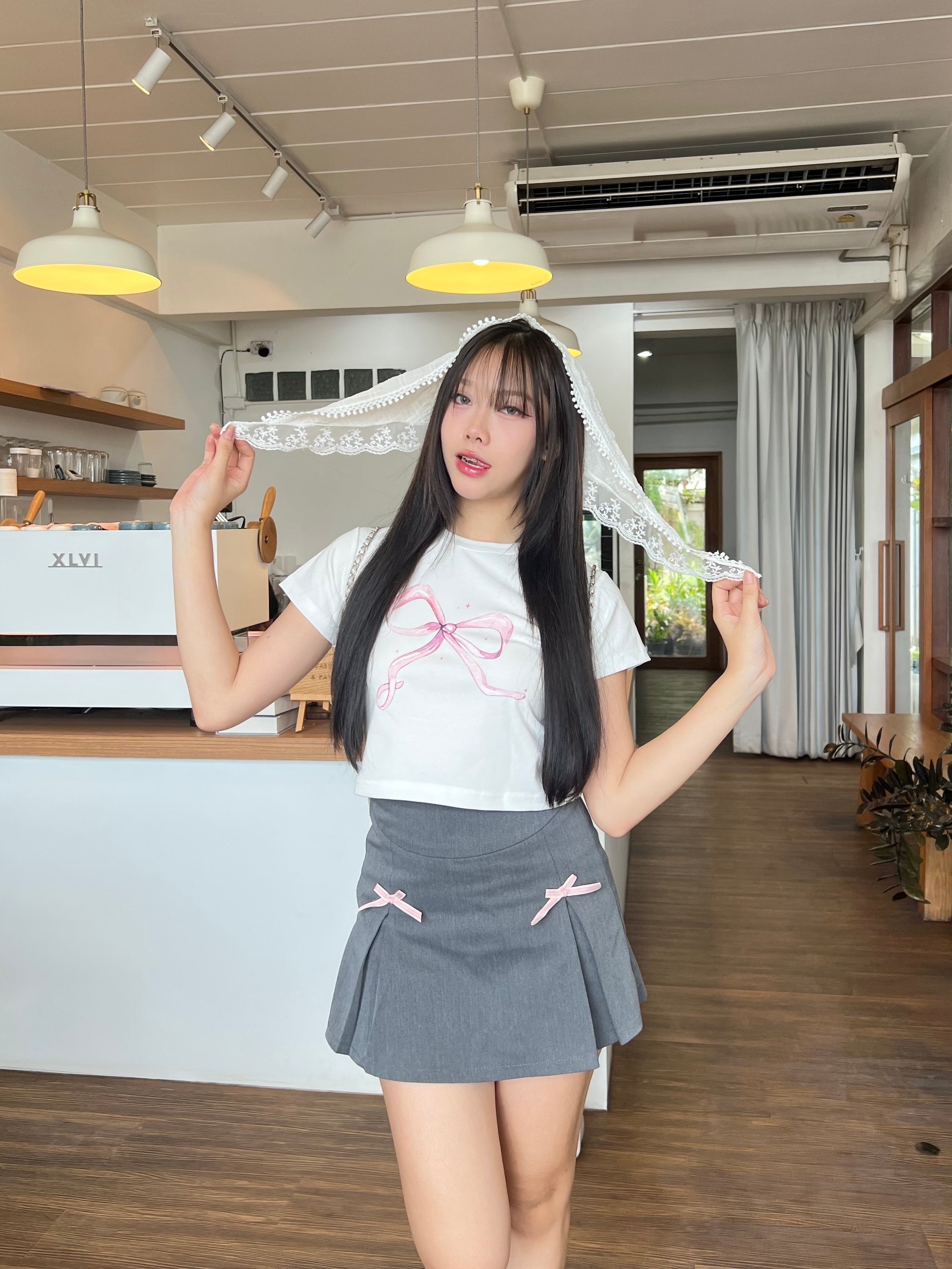 [現貨] TH RIBBON CROP TOP (WHITE)