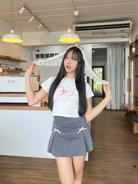 [現貨] TH RIBBON CROP TOP (WHITE)