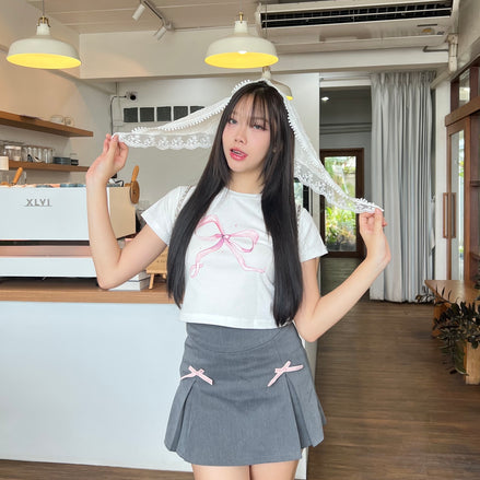 [現貨] TH RIBBON CROP TOP (WHITE)