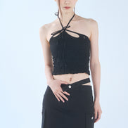 pain or pleasure - ORCHID TUBE TOP (BLACK)[韓素希同款]