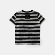 bad blood - Curved Logo Dusty Stripe T-Shirt (Black/Grey)