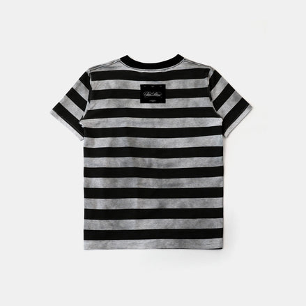 bad blood - Curved Logo Dusty Stripe T-Shirt (Black/Grey)
