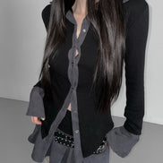KR AMELIA SHIRT TOP (BLACK GREY)