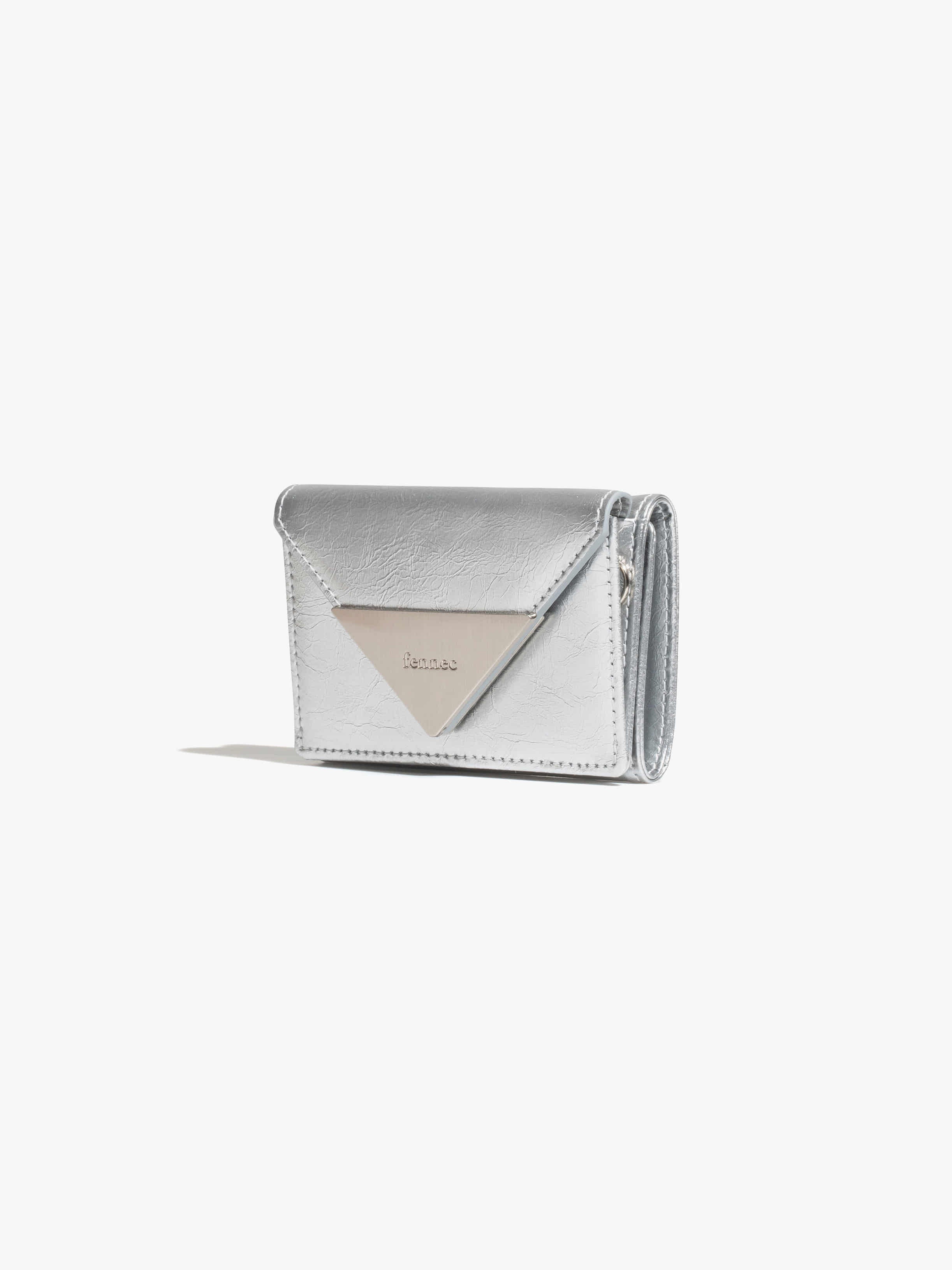 CRINKLE TRIANGLE TRIPLE WALLET (SILVER)