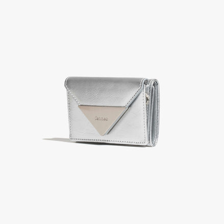 CRINKLE TRIANGLE TRIPLE WALLET (SILVER)