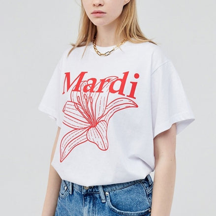 MARDI MERCREDI - TSHIRT BELLE DE JOUR｜WHITE RED