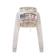 SCULPTOR - Glitter Flag Crop Hoodie (Raw)