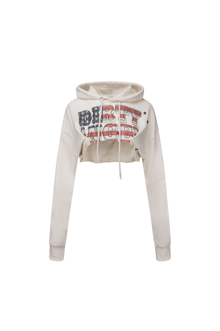 SCULPTOR - Glitter Flag Crop Hoodie (Raw)