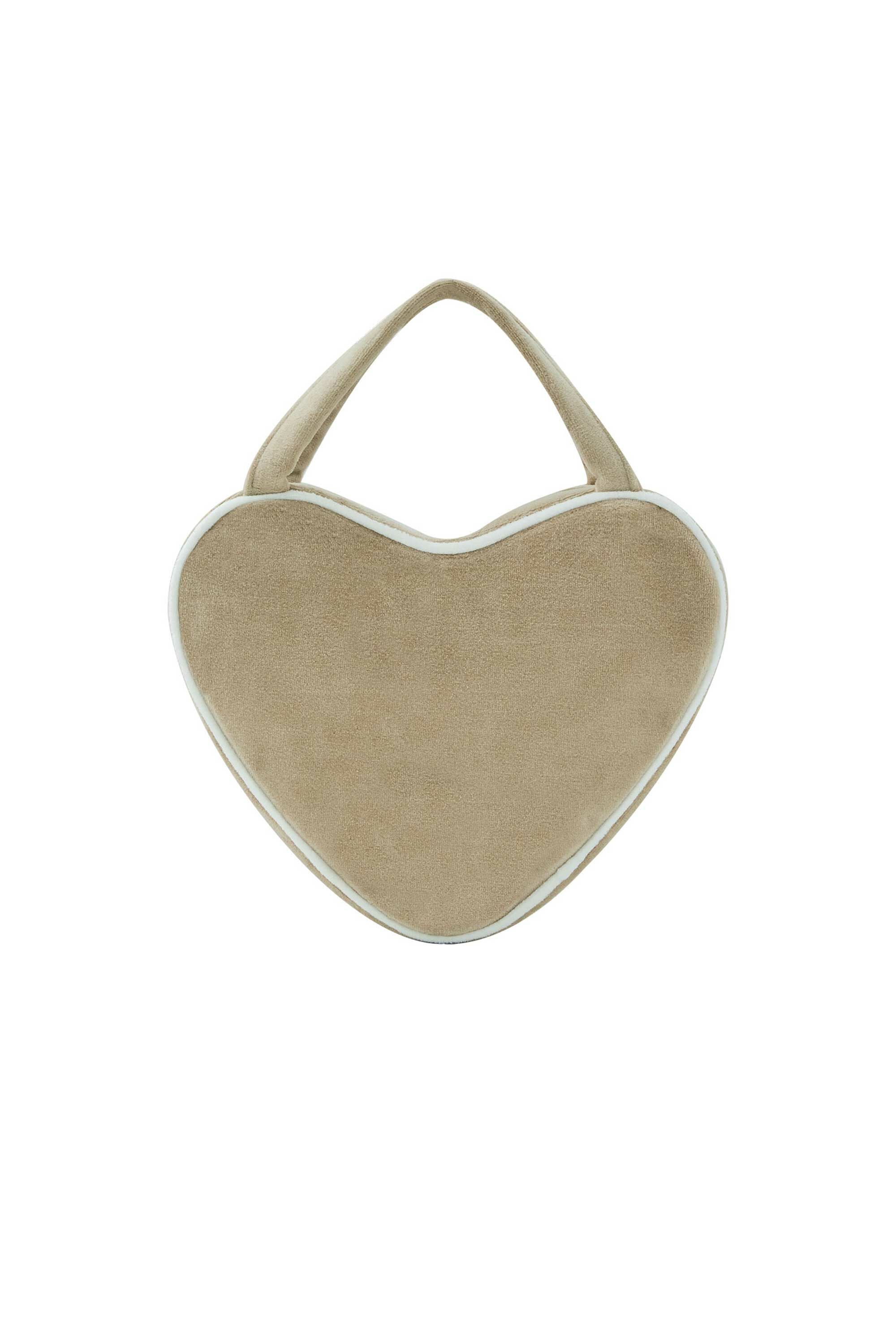 EMIS - VELOUR HEART TOTE BAG-BEIGE