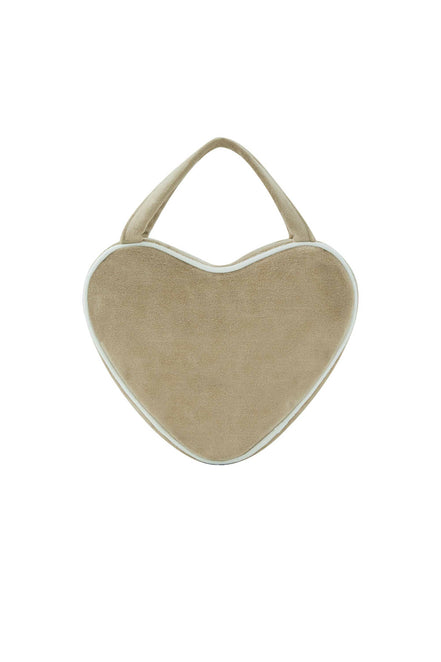 EMIS - VELOUR HEART TOTE BAG-BEIGE