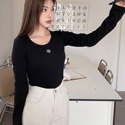MUAHMUAH - stitch u-neck cotton long sleeve (5 COLORS)