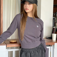 muahmuah - STITCH LOGO BASIC KNIT (DARK GREY)