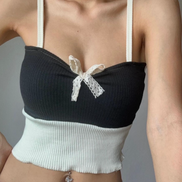 TH RIBBON LACE HALF TOP (BW)